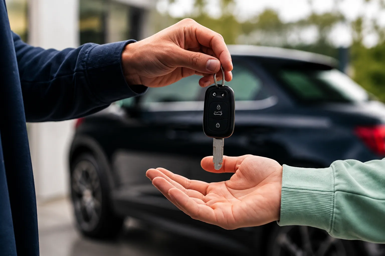 Car keys being handed over